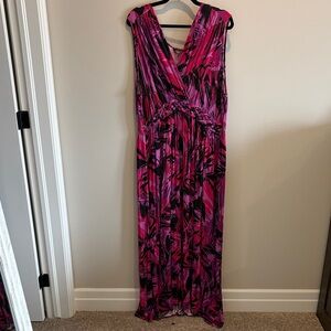 Denver Hayes Pink & Black Abstract Maxi Dress